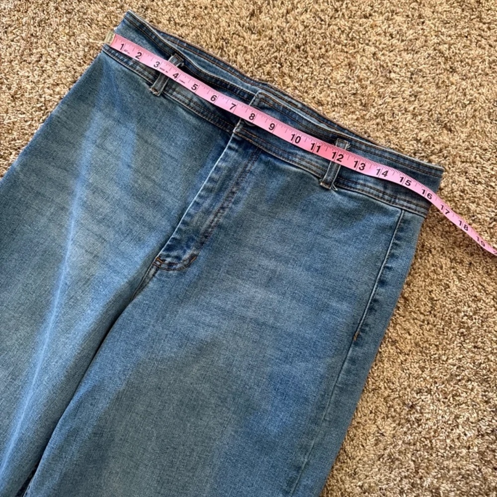 Oat New York Wide Leg High Waist Utility Pocket Raw Hem Jeans size 10/30 - Picture 10 of 12